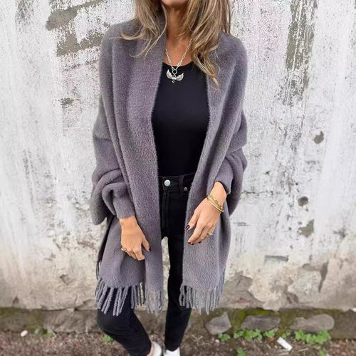 Knit coat for women with fringes Amarae