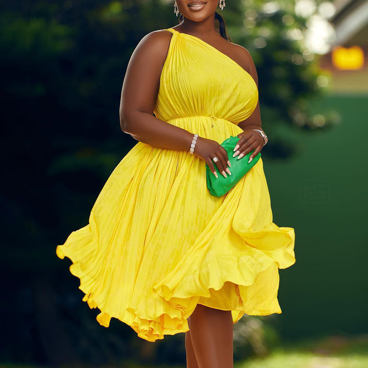 Pleated strapless dress for women with elegant cord Lune London