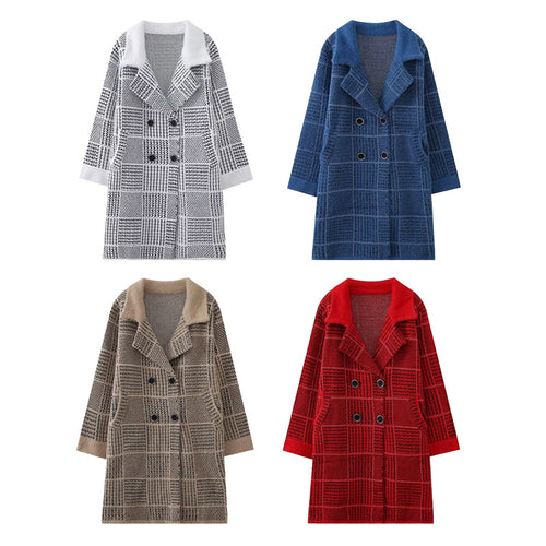 Women's textured checkered transition jacket with an elegant button placket Amarae
