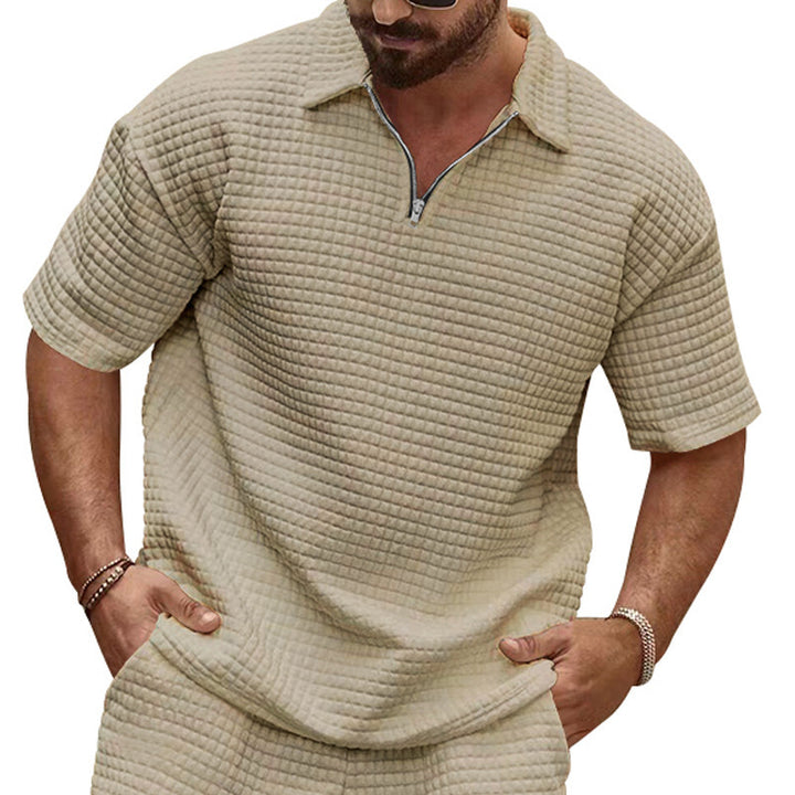 Casual short sleeve polo T-shirt for men with textured design Lune London