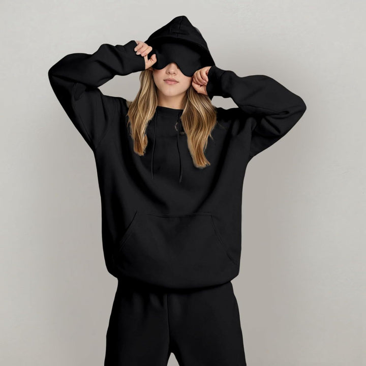 Ladies oversized hoodie with integrated sleep mask design Amarae