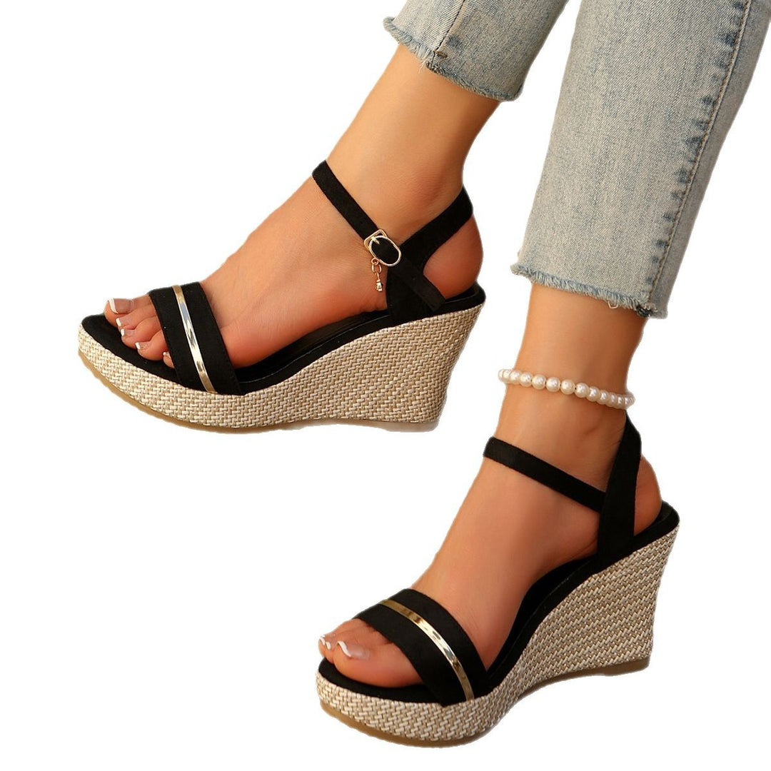 Wedge heel sandals for women with elegant straps and a chic espadrille design Lune London
