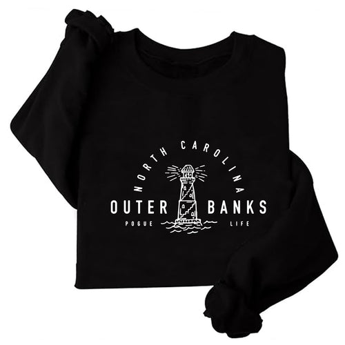 Sweatshirt pour femmes avec motif de phare maritime et coupe décontractée Chic & Stil