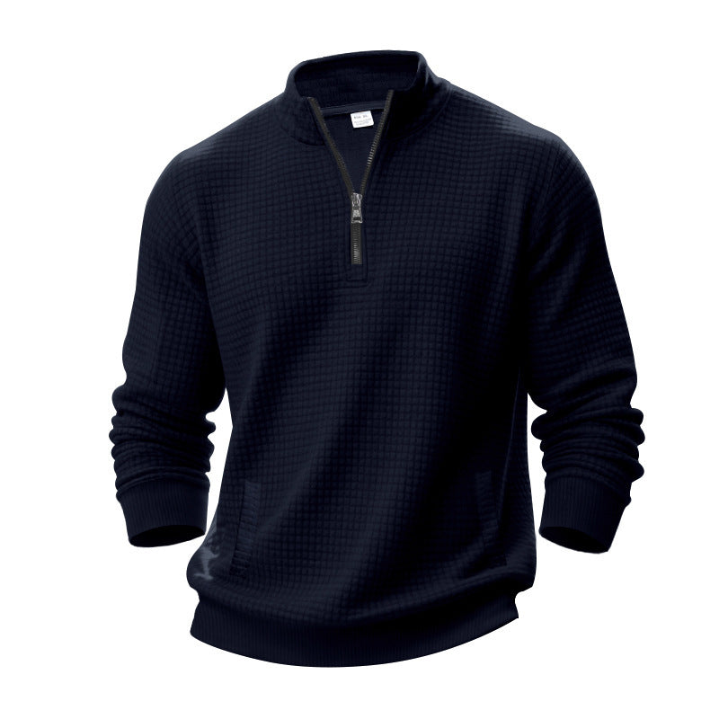 Sporty fleece pullover for men with half-zip Lune London