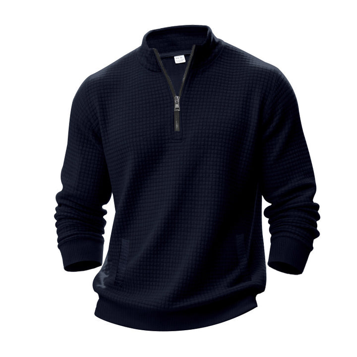 Sporty fleece pullover for men with half-zip Lune London