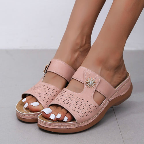 Ladies Comfortable Slippers with Fashionable Floral Detail Amarae