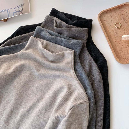 Ladies High Collar Long Sleeve Shirt Chic & Stil
