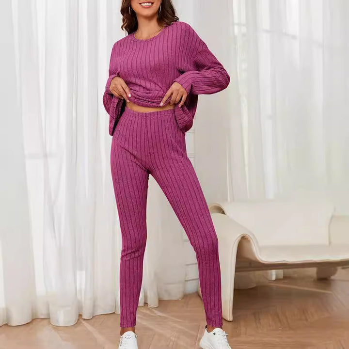 Ladies Long Sleeve Knit Sweater with Ribbed Structure Lune London