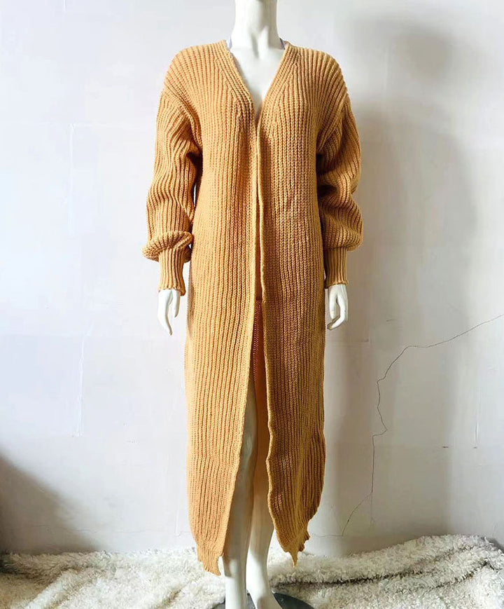 Damen Langstrickmantel mit Rippstruktur und Oversize-Ärmeln Drune