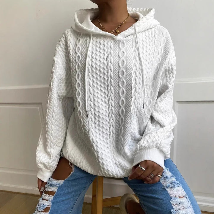 Ladies comfortable hoodie with chic and stylish textured knit design