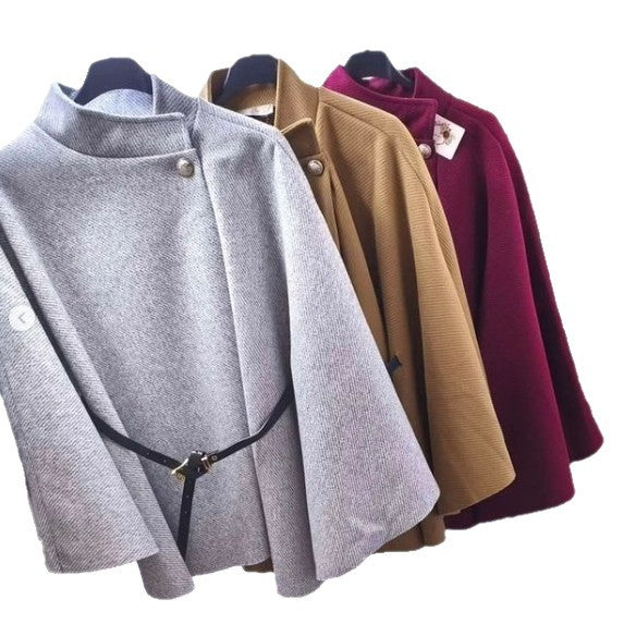 Trendy cape jacket for women with decorative belt Lune London