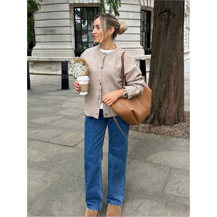 Lightweight knit jacket for women with button details and trendy cut Lune London