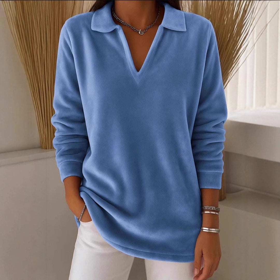 Pull en polaire doux pour femmes avec décolleté en V Chic & Stil