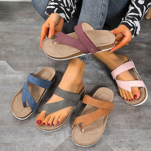 Women's thong sandals with comfortable footbed and modern cork design Amarae