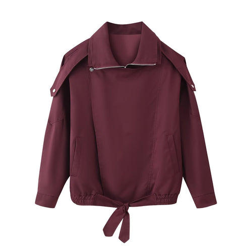 Casual windbreaker for women with belt and zipper Amarae