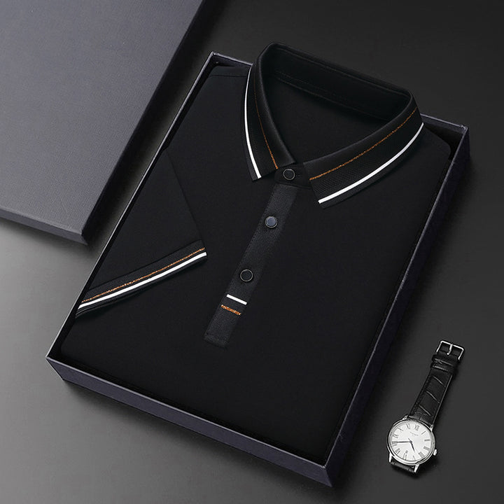 Men's modern polo in textured material with elegant accents Lune London