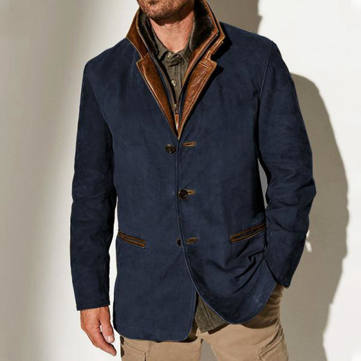Men's suede blazer with removable leather inner vest Amarae