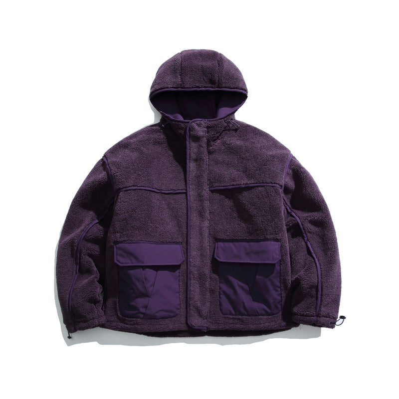 Unisex Kastige Fleece Hoodie with Utility Pockets and Drawstring Hem Amarae