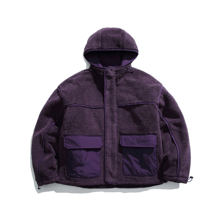Unisex Kastige Fleece Hoodie with Utility Pockets and Drawstring Hem Amarae