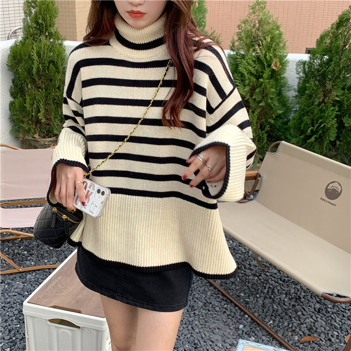 Pull en tricot décontracté pour femme avec design rayé et coupe confortable Chic & Stil
