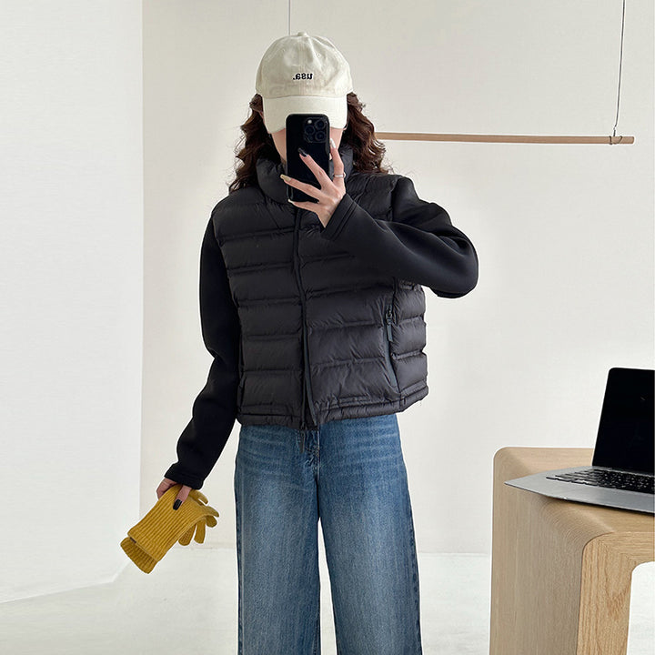 Ladies functional down jacket with pockets and high collar Amarae
