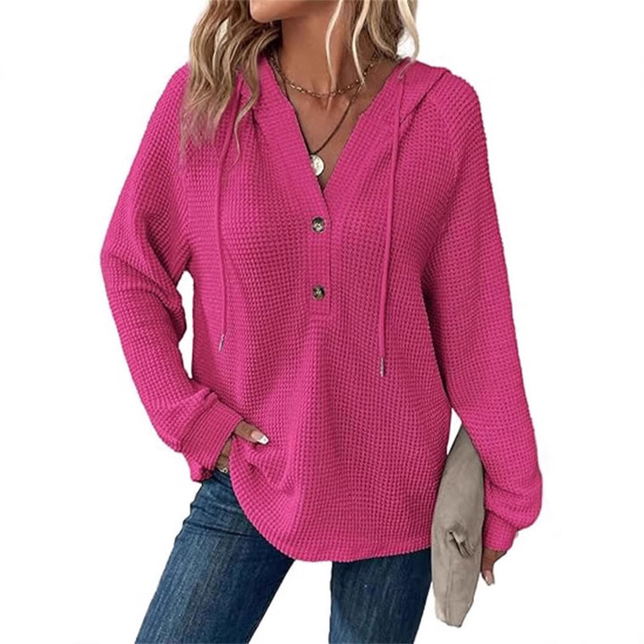 Ladies hooded sweatshirt in waffle texture Amarae