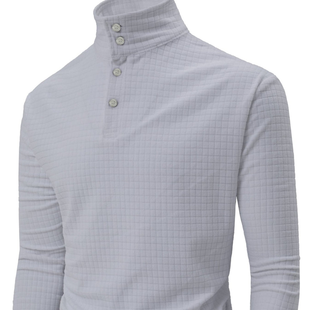 Men's Long Sleeve Polo with Structured Surface Lune London