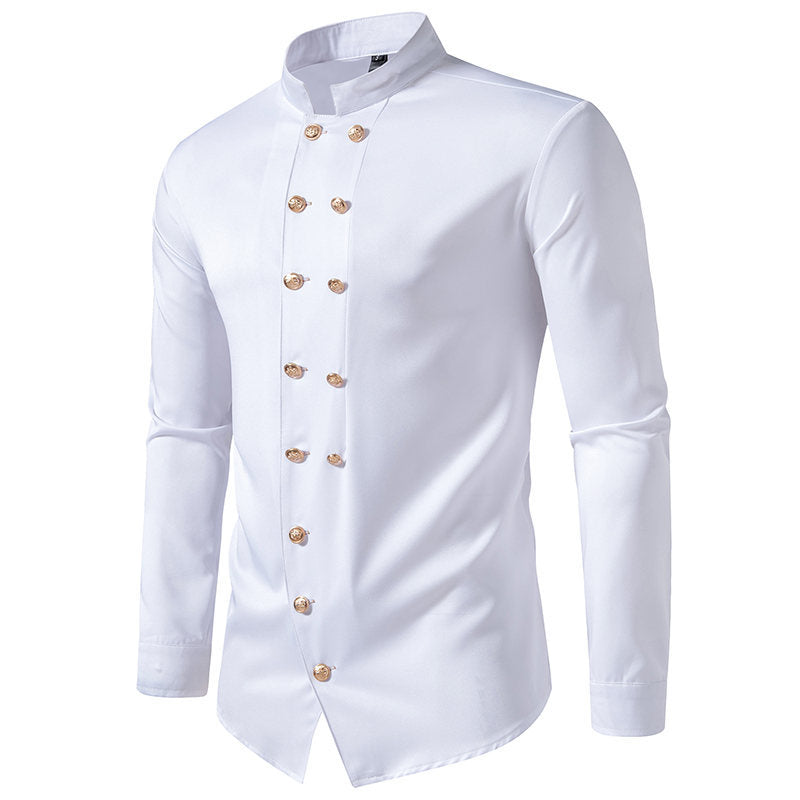 Elegant shirt for men with modern high collar and golden buttons Lune London