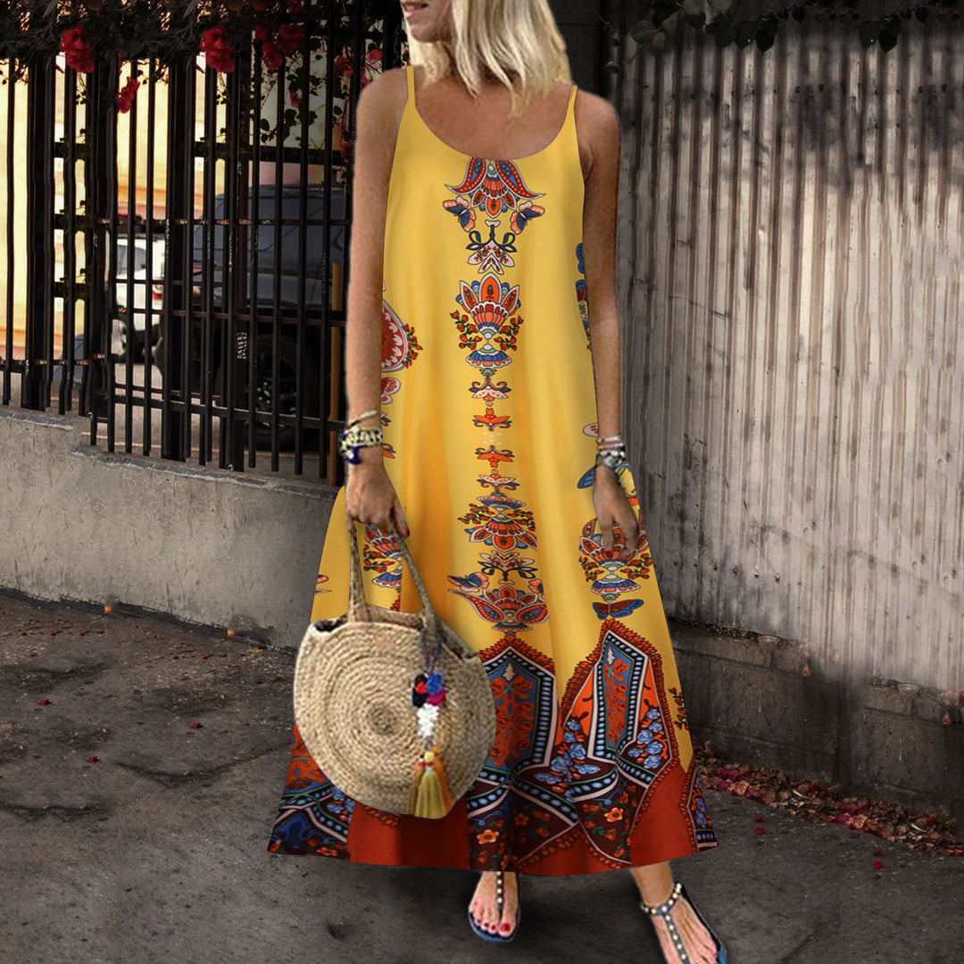 Lune London Ethnic Print Maxi Dress for Women