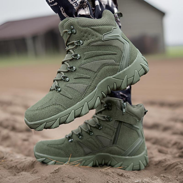 Men's Ankle-Height All-Terrain Tactical Hiking Boot with Reinforced Toe Cap and Multidirectional Grip Amarae