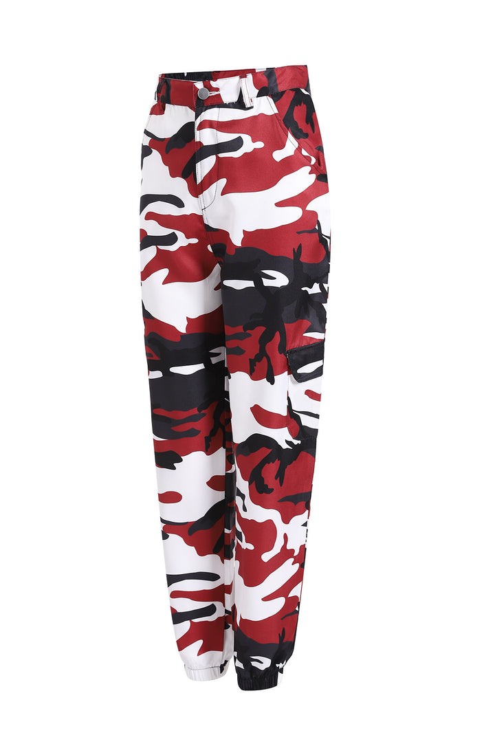 Women's cargo pants with elastic waistband and stylish camouflage design Lune London