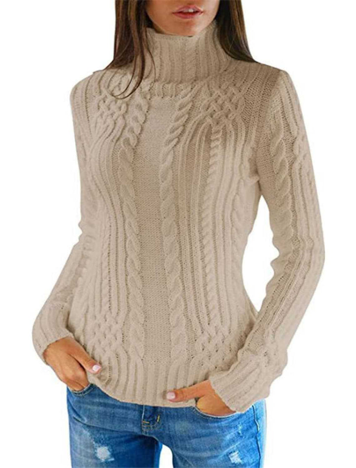 Ladies high quality knit sweater with turtleneck and twisted pattern Lune London