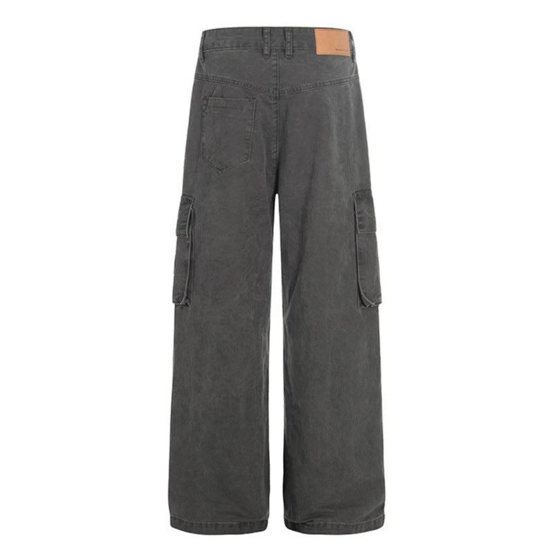 Women High-Waisted Utility Cargo Pants in Worn Look with Wide Leg Amarae