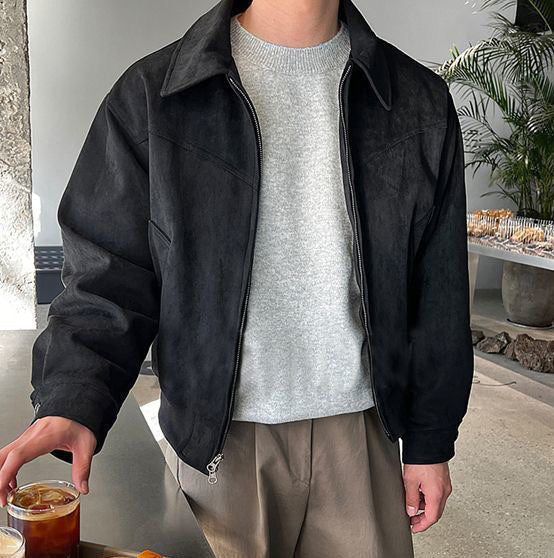 Men's Casual Transition Jacket Made Of Soft Artificial Leather with Zipper Chic Und Stil