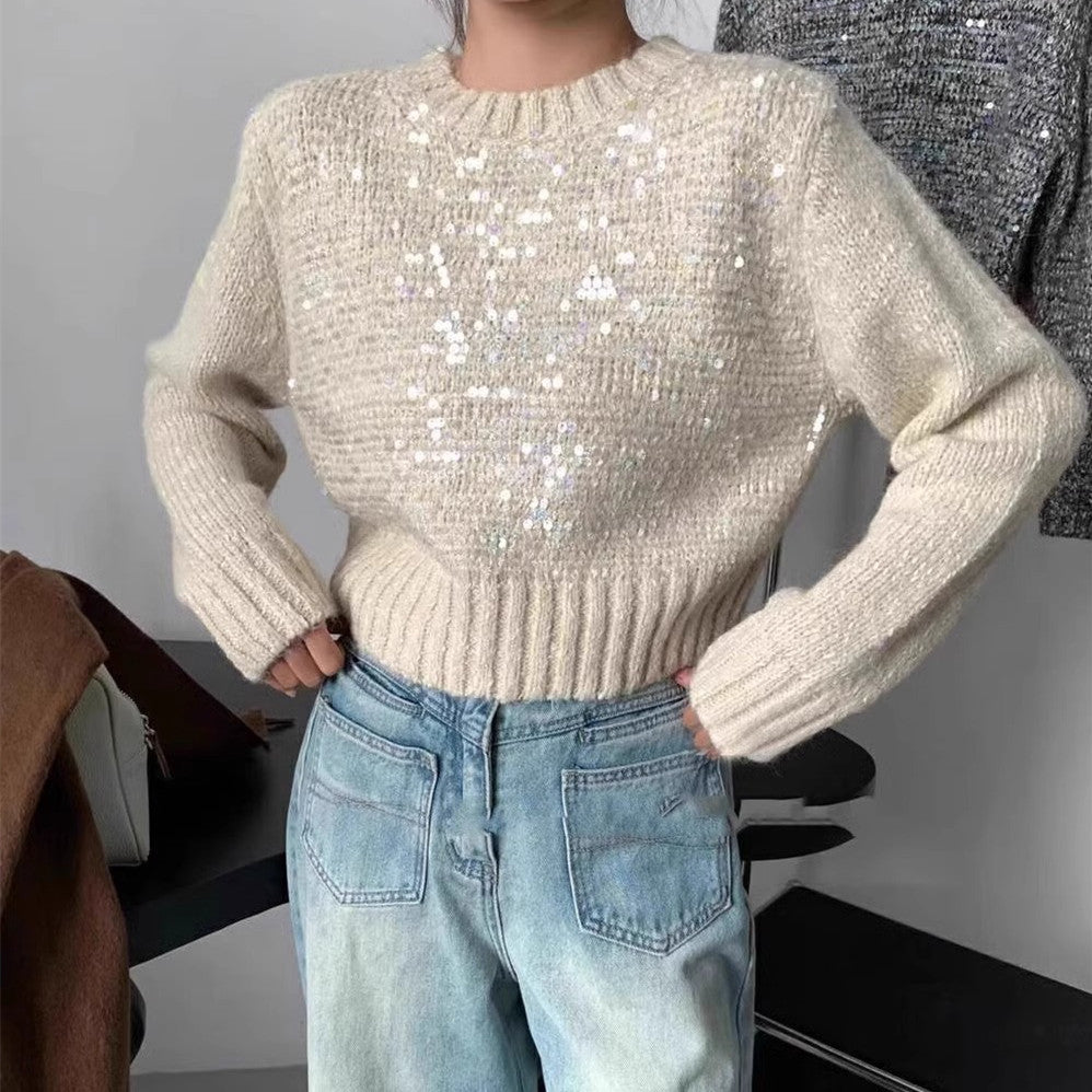 Sparkling knit sweater for women with texture and loose fit Lune London