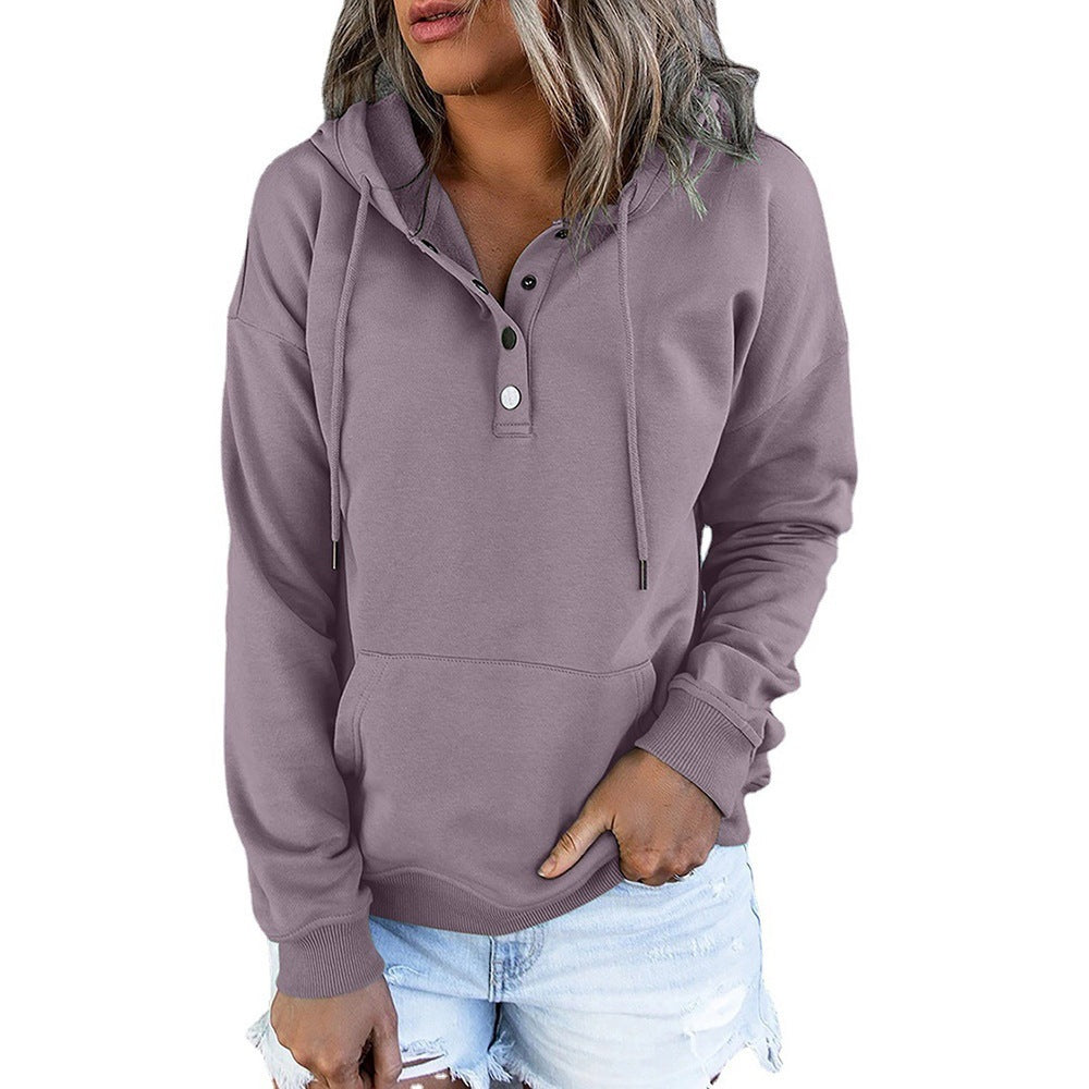 Women's hoodie with trendy button detail Lune London