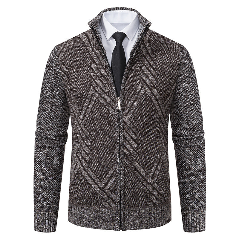 Men's knit jacket with modern geometric patterns Lune London
