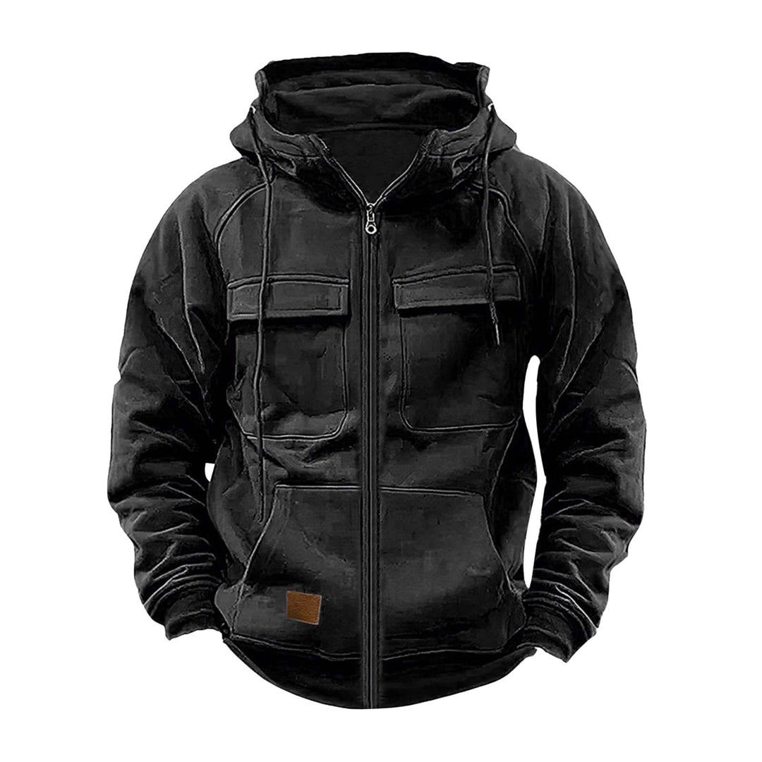 Robust hooded jacket for men with practical pockets and stylish zipper Lune London
