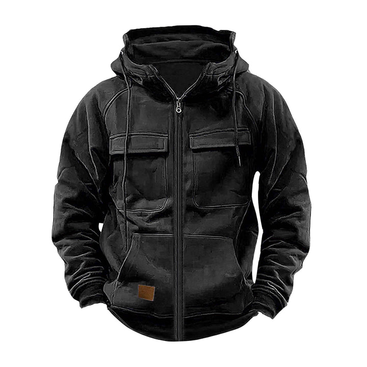 Robust hooded jacket for men with practical pockets and stylish zipper Lune London