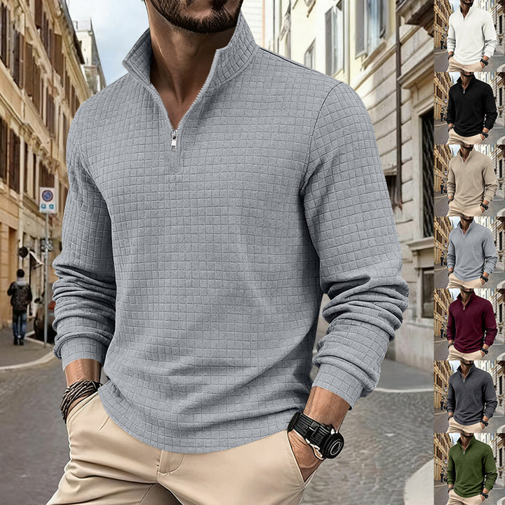 Sporty men's sweater with half-zip and textured surface Lune London