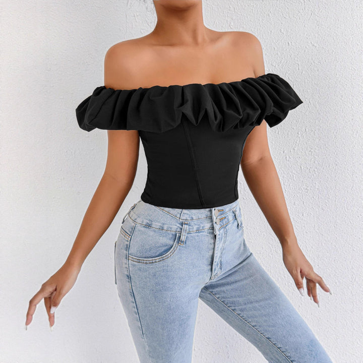 Women's Off-Shoulder Ruffle Shirt with Tailored Fit Lune London