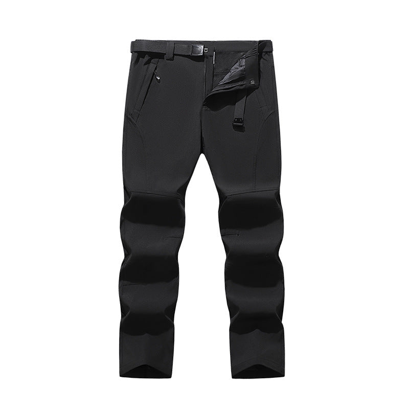 Men's softshell pants for outdoor with pre-shaped knees, integrated belt and zippered pockets Amarae