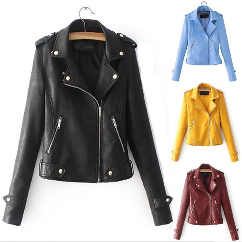 Stylish faux leather biker jacket for women with modern cut Amarae
