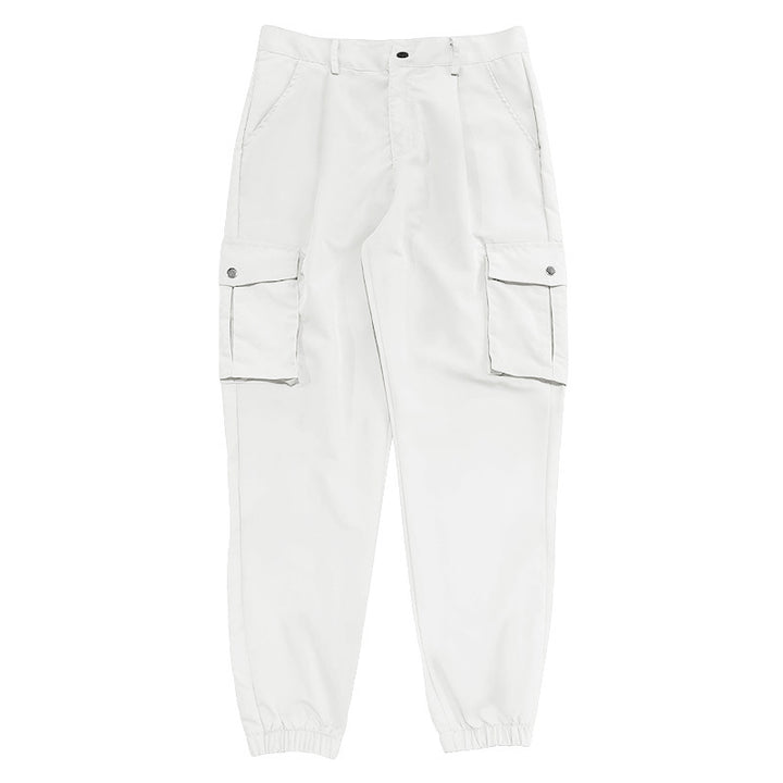 Unisex cargo pants with elastic waistband and practical side pockets Lune London