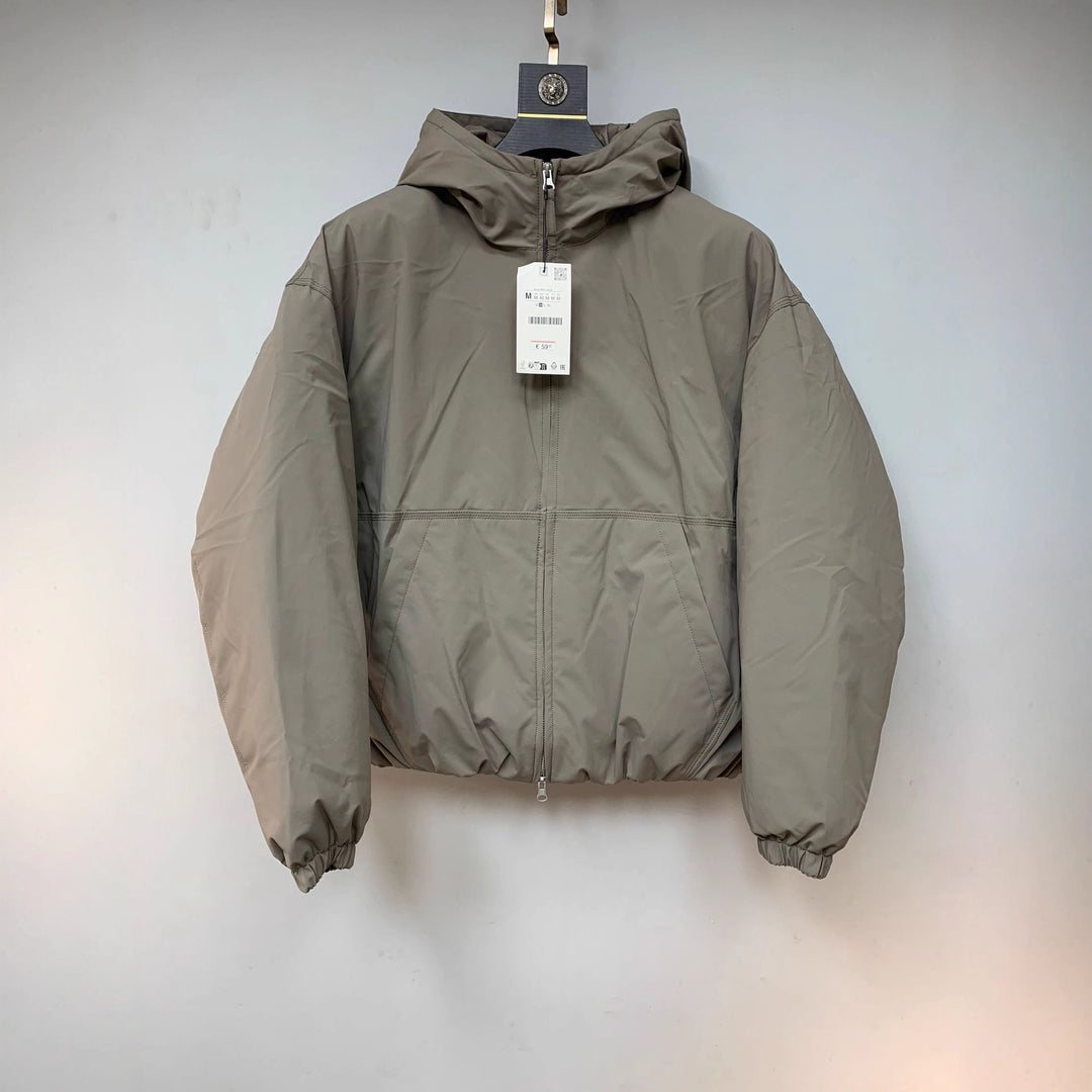 Men's Boxy Short Jacket with Hood, Elastic Hem and Concealed Zipper Amarae