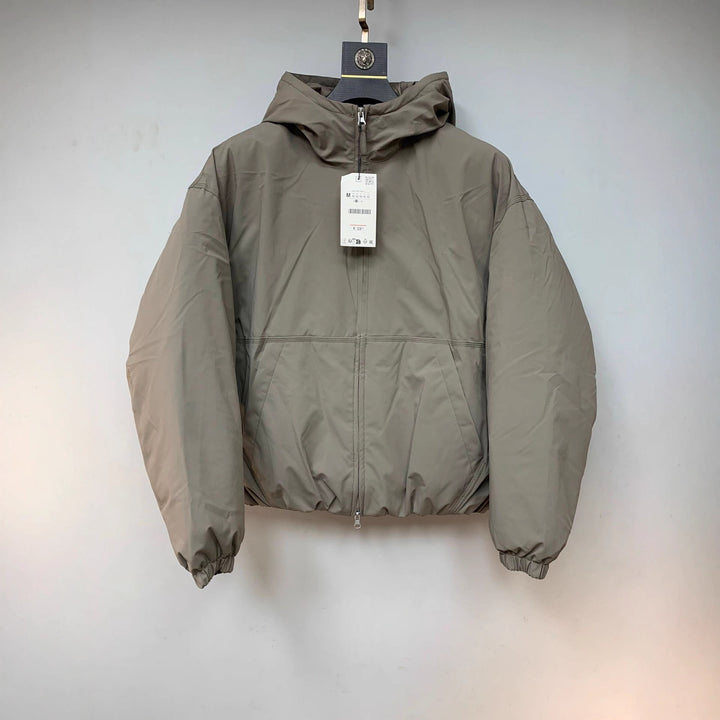Men's Boxy Short Jacket with Hood, Elastic Hem and Concealed Zipper Amarae