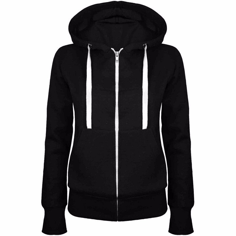 Ladies Hooded Sports Jacket with Practical Pockets and Zipper Lune London