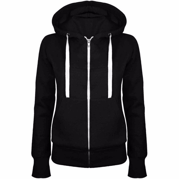 Ladies Hooded Sports Jacket with Practical Pockets and Zipper Lune London