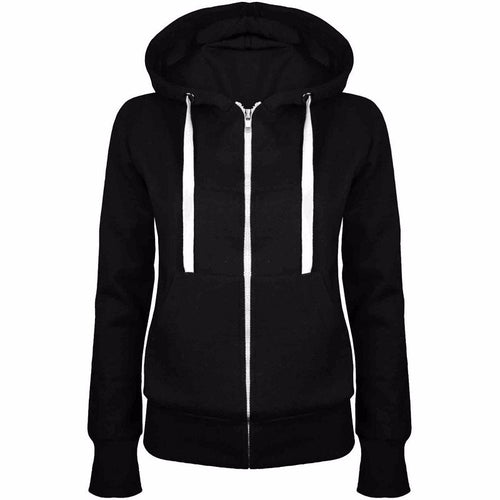 Ladies Hooded Sports Jacket with Practical Pockets and Zipper Amarae