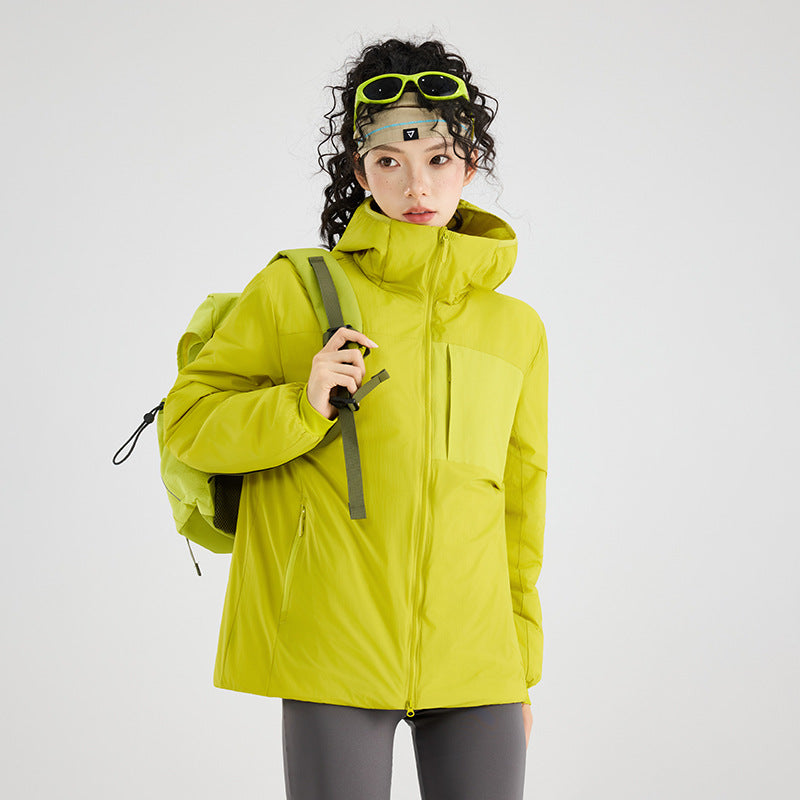Women's Insulated Outdoor Quilted Jacket with Hood, Chest Yoke and Elastic Cuffs Amarae